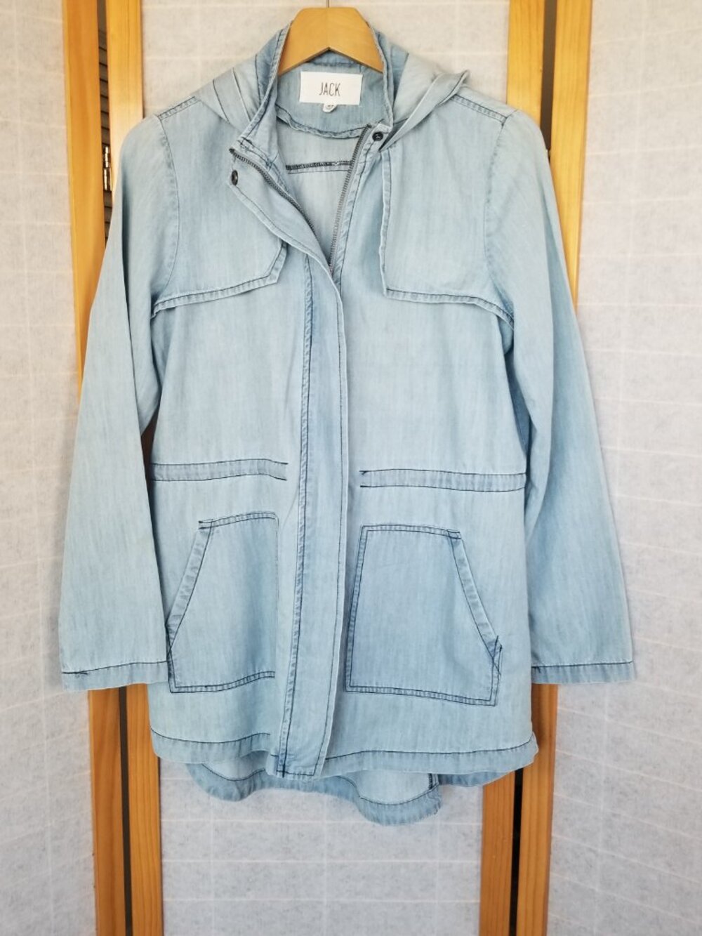 Jack Chambray Utility Jacket Size XS BB Dakota Tencel Adjustable Waist
